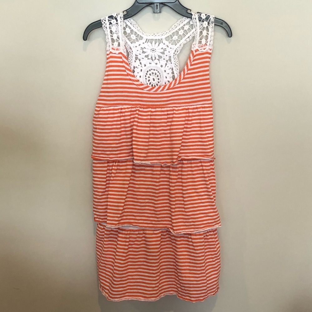 Girls ruffle tank top with lace
